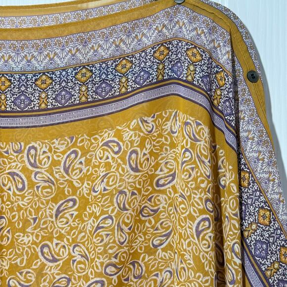 J JILL💕 Mixed-print Two-way Poncho ~ Light Tigers Eye Paisley One Size NWT - Picture 3 of 13